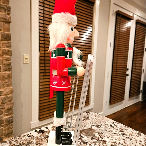 Skier Skiing with Poles and Skis 16" Wood Nutcracker - Picture 4 of 5